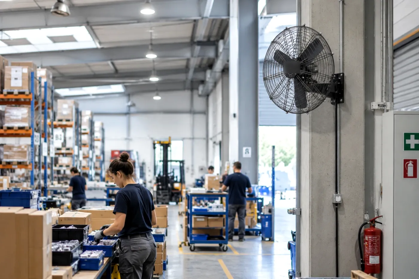 Ventilador direccional en una zona de muelles de carga